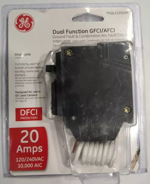 GE THQL1120DFP 20 Amp 1-Pole Dual Function GFCI/AFCI Circuit Breaker New(C)