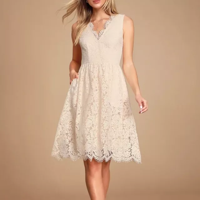 New Lulu’s Blush Lace Midi Skater Dress Size Medium Love Swept