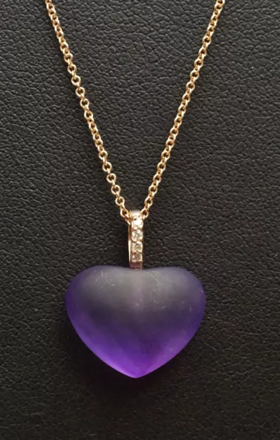 EFFY 14K ROSE Gold Necklace Amethyst & Diamond Heart 10.32ctw $674.00 ...