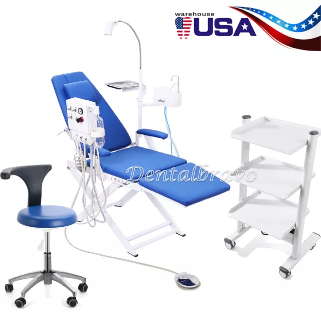 Dental Portable Folding Chair+Turbine Unit+LED Light/Dentist Stool/Trolley Cart