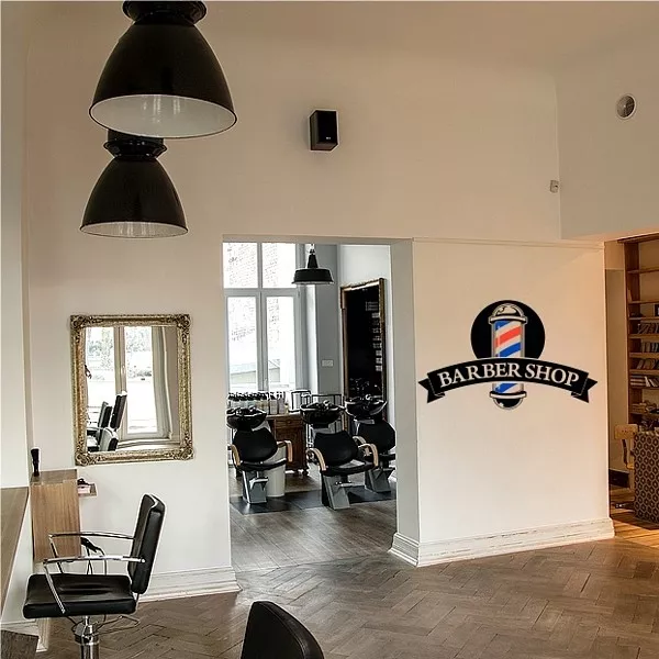 Barber Shop Window Stickers Front Salon Sign Wall Decal Modern Hairdresser Style