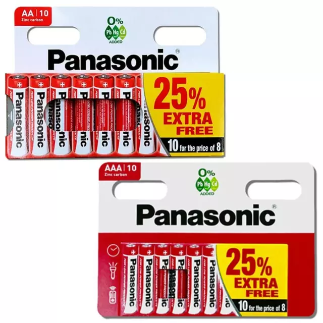 AA & AAA Genuine PANASONIC Zinc Carbon Batteries - New R6 LR03 1.5V Expiry 2026