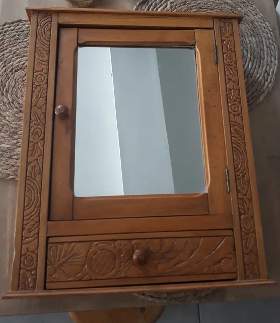 ANCIENNE ARMOIRE TOILETTE Pharmacie Bois Sculpté EUR 60,00 PicClick FR