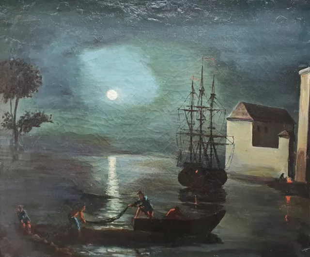 Dans le goût de VERNET - Retour de Pêche de Nuit - HST 65 x 54 (15F)