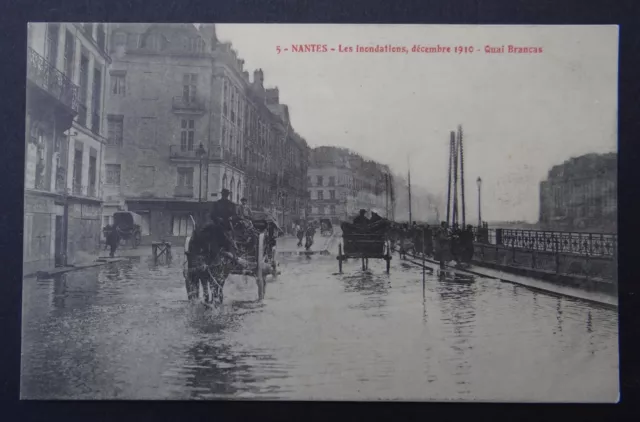 CPA Carte postale NANTES Les inondations décembre 1910 Quai Brancas attelage