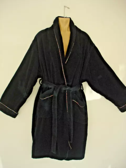 Paul Smith Mens Thick Quality Cotton Towelling Black Dressing Gown Robe Sz L