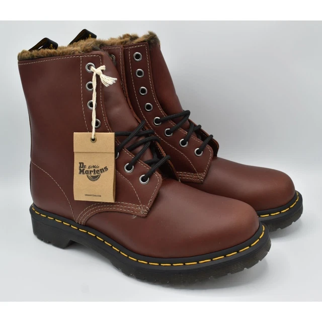 Dr Martens 1460 Womens Sz 9 Serena Abruzzo Lug Sole Faux Fur Lined Leather Boots