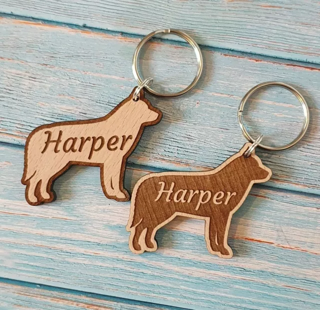 Personalised Wooden Siberian Husky Keyring Gift For Him or Her, Dog Mum, Dog Dad