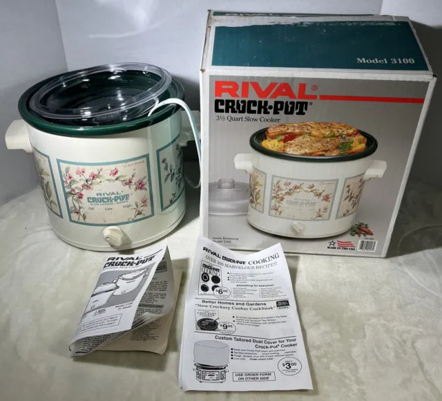 Vintage Rival 3.5 Quart Slow Cooker Crock Pot Model 3100