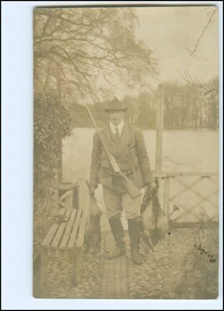 S3609/ Jäger mit Gewehr Jagd Foto AK 1912