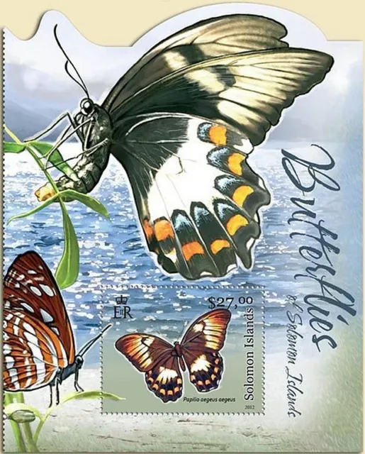 BUTTERFLIES Insect 1-Value MNH Stamp Sheet #143 (2012 Solomon Islands)