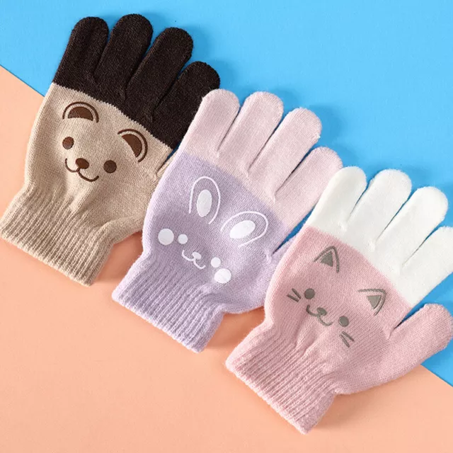 Winter Warm Gloves for Children Cartoon Bear Bunny Cat Pattern Glove Kids Gloves