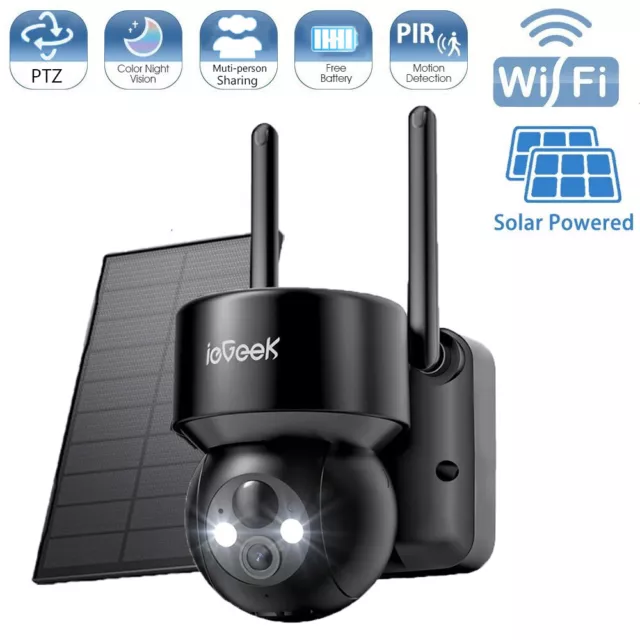 ieGeek Outdoor 360°Wireless Solar Security Camera Home WiFi Battery PTZ CCTV Cam