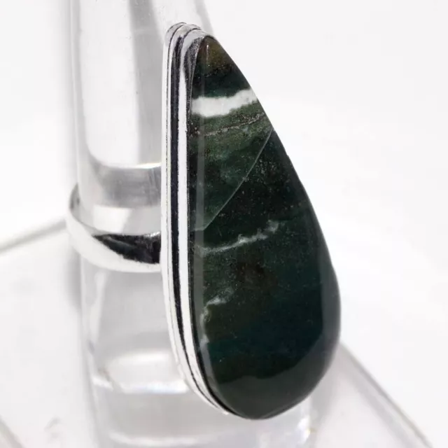 925 Silver Plated-Moss Agate Ethnic Gemstone Handmade Ring Jewelry US Size-8 b36