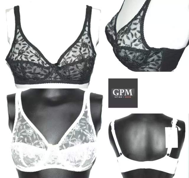 GPM reggiseno con senza ferretto tulle ricamato trasparente push up coppa B C D