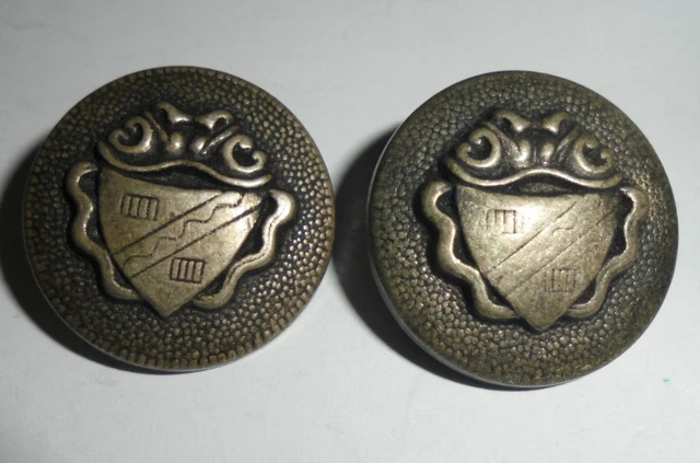 Lot De Boutons Blason Armoiries En Métal Doré - Occasion
