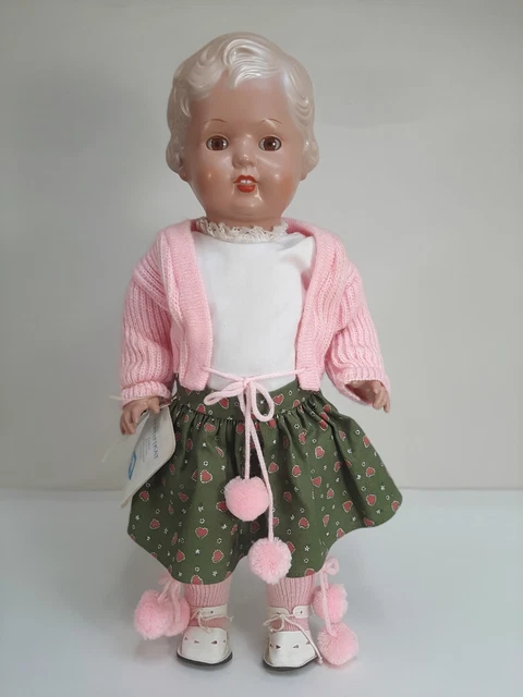 Ancienne poupée Cellba Minerva Schildkrot 40 Cm Cheveux Moulée