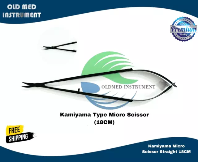 18cm Kamiyama Type Micro Scissors For Neurosurgery Plasma Coated Straight Handle