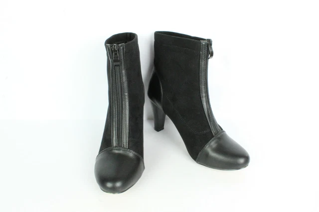Bottines Cuir et Daim Synthétique Noir T 39 / UK 54 TRES BON ETAT