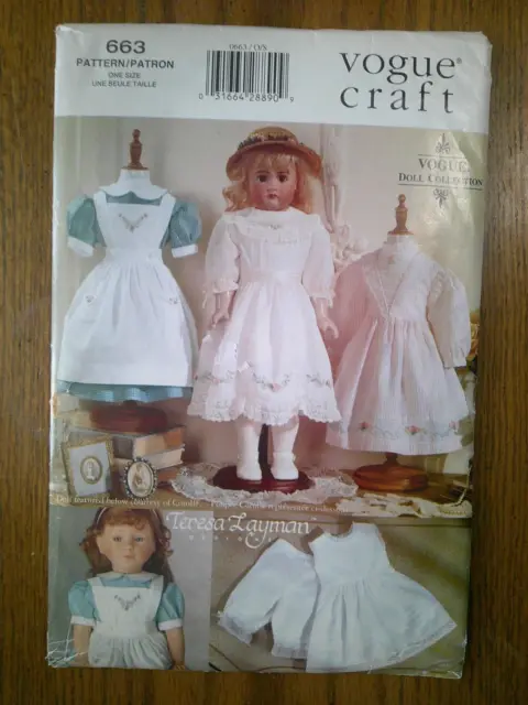 1998 Vogue Craft (9984) 663 Pattern 18 inch Doll Collection Teresa Layman Uncut