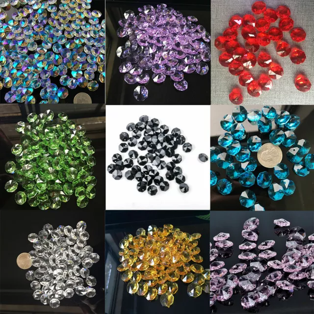 100PC Colorful Octagonal Beads Crystal Fengshui Faceted Prism Chandelier Pendant