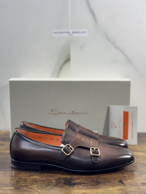 Mocassin Homme Santoni En Cuir Suède Bleu - Taille 6.5 UK (40.5 EU) - Neuf Avec Boîte