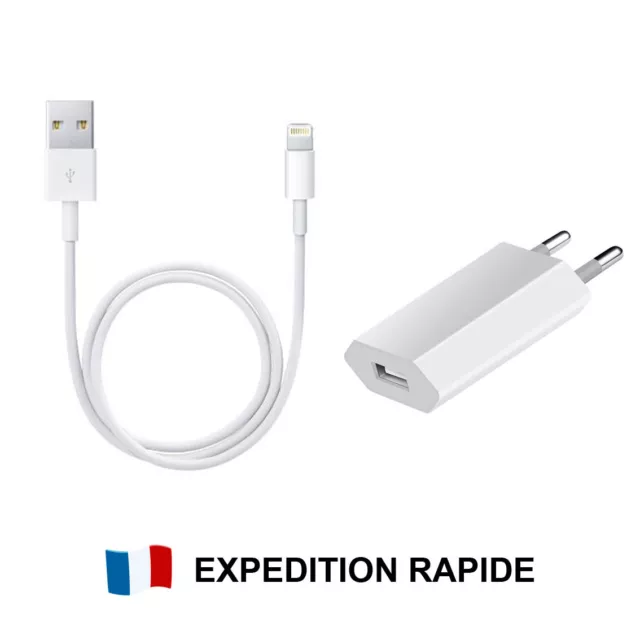 Câble USB + prise / chargeur compatible Apple - Iphone Ipad Ipod