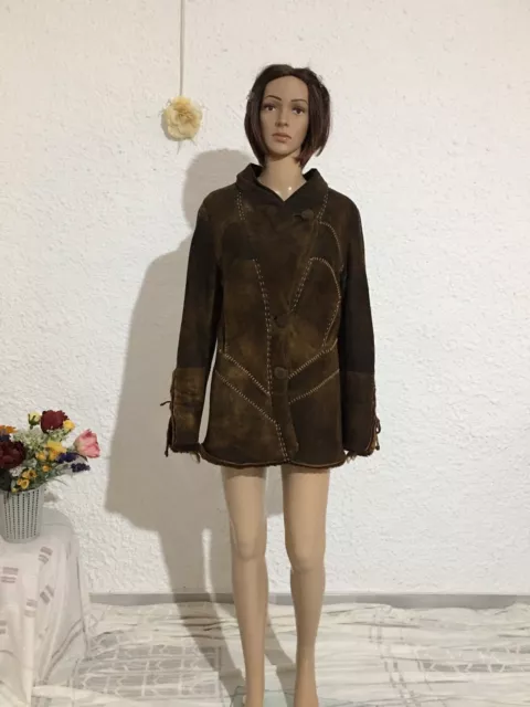 Bruno Marega .  Cappotto vintage in pelle e pelliccia , veste una tg L/ 44 donna