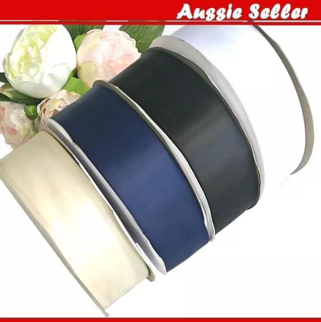 50mm Wedding Car Ribbon Satin Double Faced White Ivory Navy Black x10 m