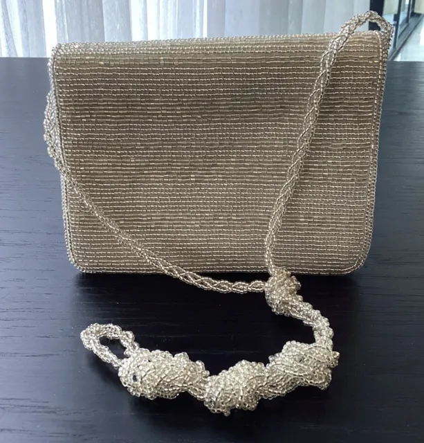 Vintage La Regale Small Beaded Evening Bag With Beaded Shoulder Strap