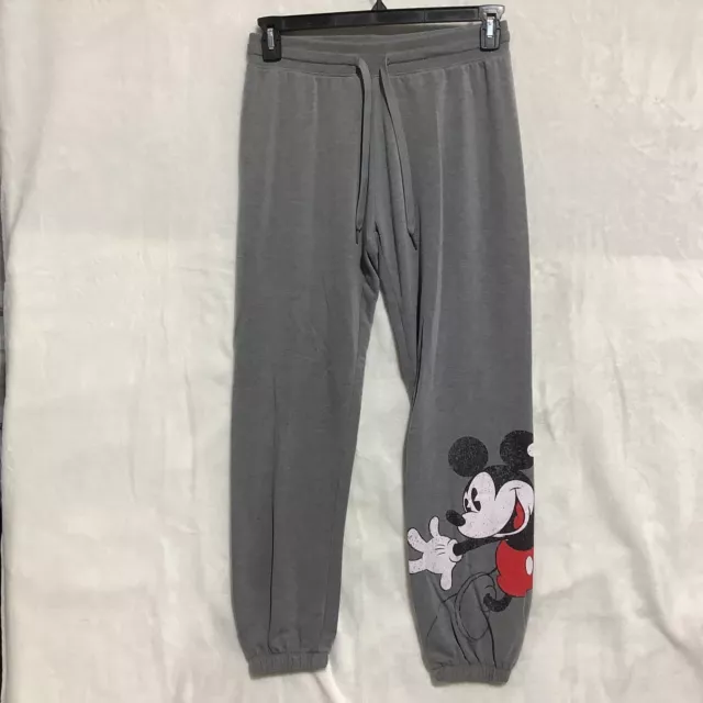 Disney Mickey Mouse By Jerry Leigh Joggers Lounge Pants SZ L Gray Drawstring