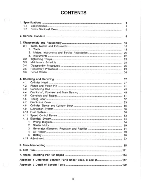 Yanmar L40Ae L48Ae L60Ae L70Ae L75Ae L90Ae L100Ae Service Manual Reprinted 2