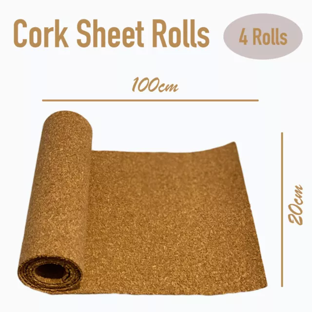 4 Rolls Craft Cork Roll Sheet 20CM X 1M DIY Kids School Project Art Board Liner