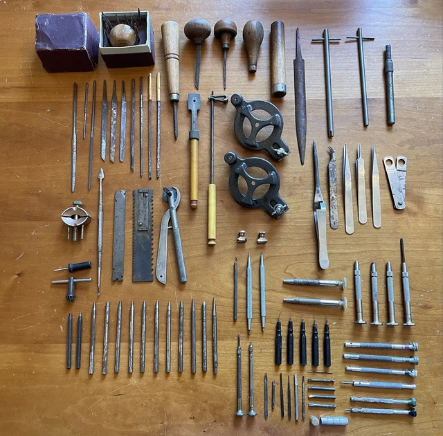 VTG WATCHMAKER WATCH Clock Repair Tool Lot Engraving Punch Tweezer