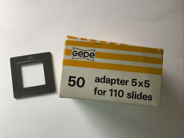 Slide Mounts. 50 Gepe 5x5 adapter mounts for 110 slides New AUSTRALIAN Seller