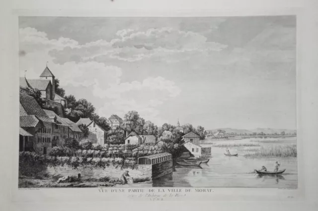 Murten Murtensee Morat Schweiz alter Kupferstich von Zurlauben 1780 selten!!!