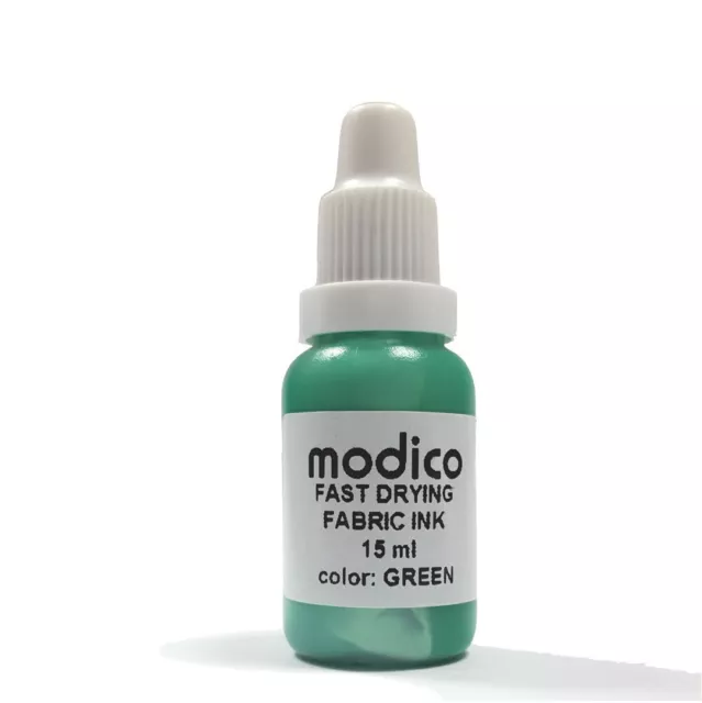 Modico FS Grün 15ml Flasche Textilstempelfarbe Schnelltrocknend zum nachfüllen