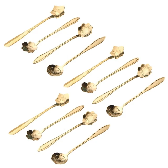 4 Pz/set Leaf In Acciaio Inox Cucchiaino Da Caffè Cucchiaino Da Dessert Di Frutt