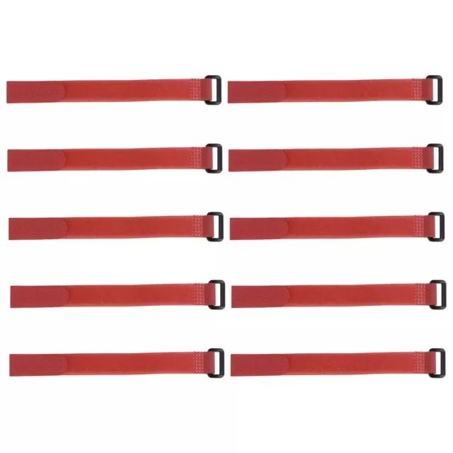 10pcs Hook and Loop Straps, 3/4-inch x 14-inch Securing Straps Cable Tie (Red)
