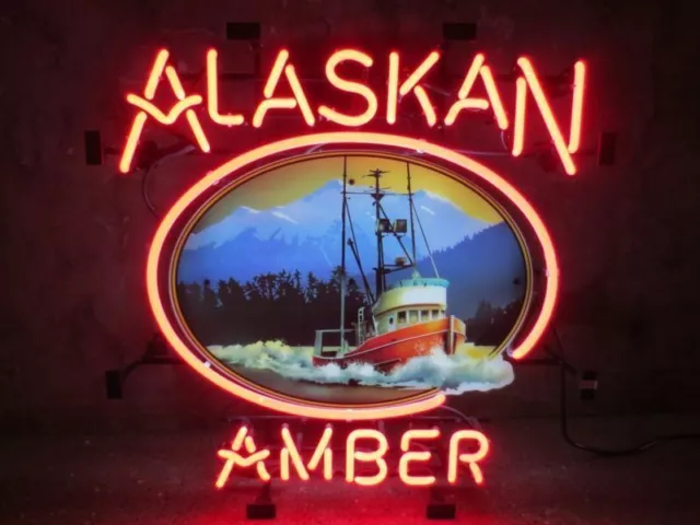 Alaskan Amber Brewing Neon Light Sign 20"x16" Beer Gift Bar Real Glass Artwork