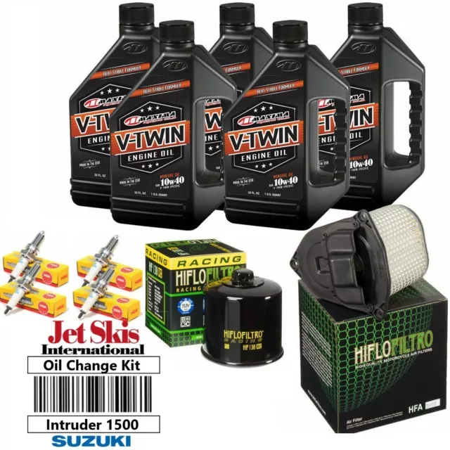 Oil Change Tune Up Kit 10W40 5 Quarts Filter Spark Plug for Suzuki Intruder 1500