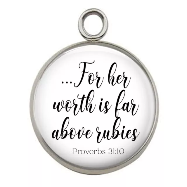 Proverbs 31:10 Religious Charm Scripture Pendant Bible Verse Christian Jewely