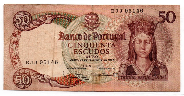 Portugal F/VF Note 50 Escudos 1964 P-168 (Low Shipping)