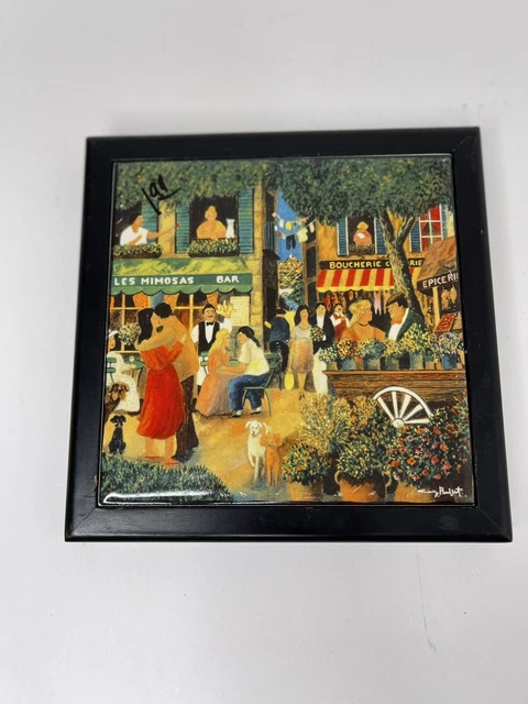 Vintage Signed Mexican Tile Outdoor Market Picture