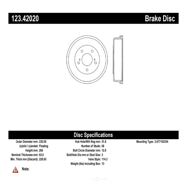 RR Frein Tambour Centric Parts 123.42020