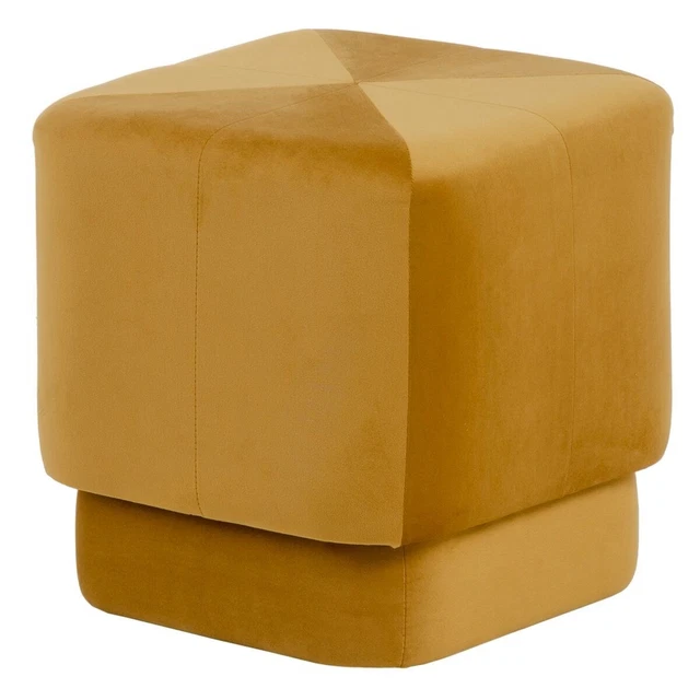 Puff Tessuti Sintetici Legno 40x40x40cm Ocra