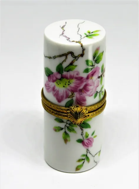 Limoges France Box~ Haviland ~ 2 Piece Floral Sewing Set ~ Thimble & Needle Etui 3