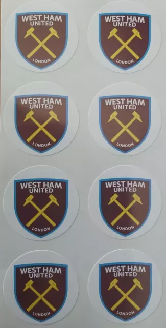 9-PCS- WEST HAM-STICKERS- (45mm-ROUND)-DELIVERY TO WORLDWIDE-NEW!