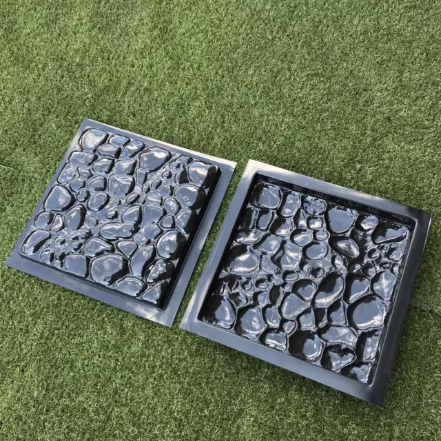 2 pcs Plastic MOLDS for Concrete Garden Stepping Stone Path Patio MOULDS CEMENT