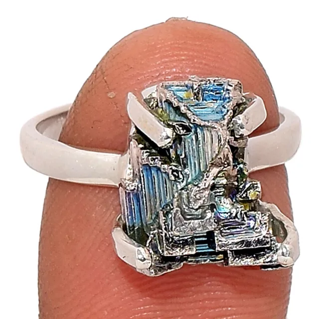 Treated Bismuth Crystal 925 Sterling Silver Ring Jewelry s.6.5 BR218021